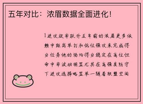 五年对比：浓眉数据全面进化！